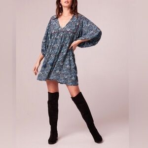Band of The Free MALLORY TEAL FLORAL
BABYDOLL MINI DRESS